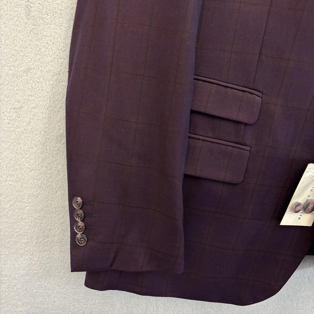 NWT Alain Dupetit Blazer Vest 2 Pc Set Mens 44S Purple Plaid Formal Suit Jacket - Picture 13 of 16
